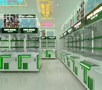 Shopping Plaza Claw Machine Store Design | 55㎡ Green-Themed Arcade Project