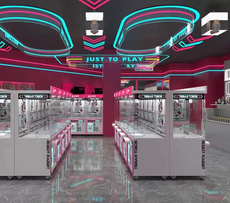 130㎡ Shopping Mall Claw Machine Store Design | Red & Blue Arcade by Fanhong